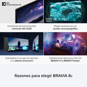 BRAVIA 8 II  Procesador XR  OLED  4K Ultra HD  Alto rango dinámico (HDR)  Smart TV (Google TV)  K-65XR80M2 LA8