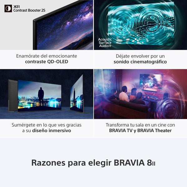 BRAVIA 8 II  Procesador XR  OLED  4K Ultra HD  Alto rango dinámico (HDR)  Smart TV (Google TV)  K-65XR80M2 LA8
