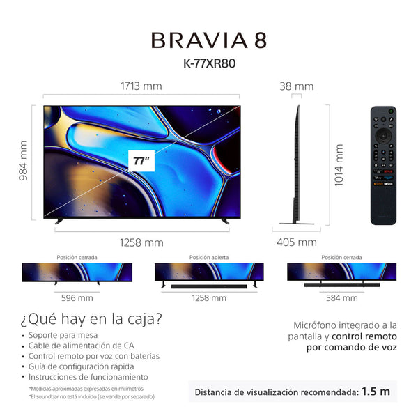 BRAVIA 8 XR Processor OLED 4K Ultra HD Alto rango dinámico (HDR) Smart TV (Google TV) K-77XR80    LA8